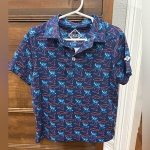 BURLEBO Kids Polo with Blue and Red Animal Print